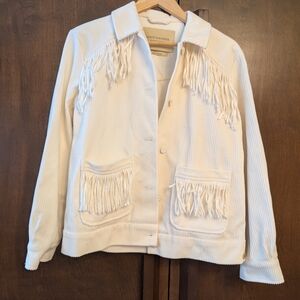 Scotch & Soda Cream Fringe Corduroy Utility Jacket
